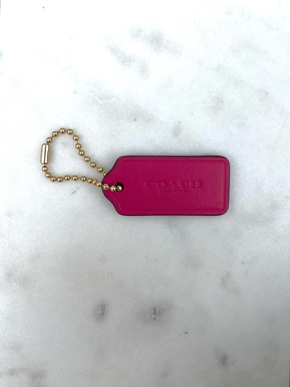COACH Leather Hang Tag, Hot Pink